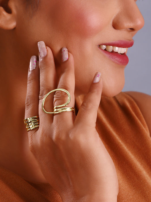 Layered Opening Gold Rings For Women