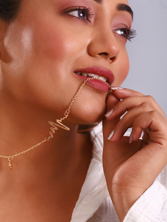 Gold Plated Tarnish Free Heartbeat Chain For Women