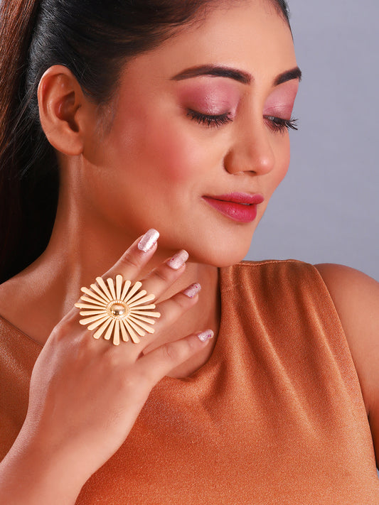 Gold Plated Sunflower Ring For Women
