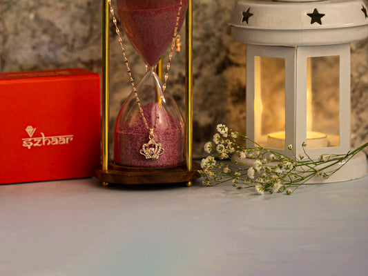 Sterling Silver Rose Gold Plated Pendant With Chain For Women