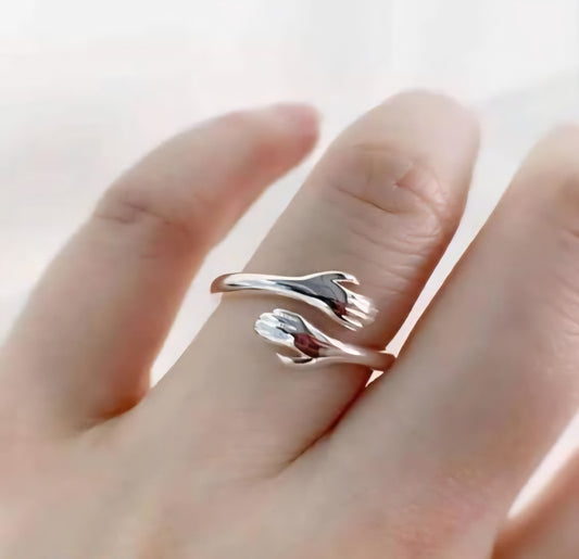 Silver Plated Hug Ring For Women