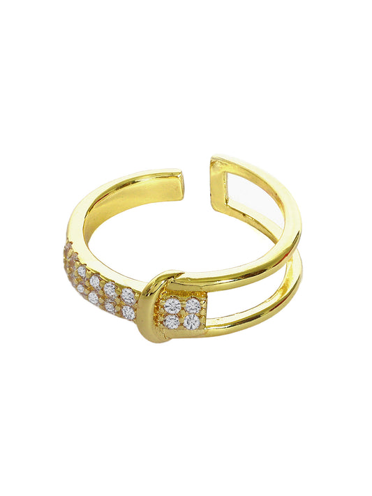 Gold Plated Elegant Crystal Ring For Women