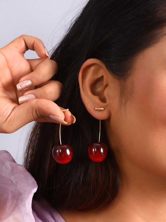 Gold Plated Western Cheery Drop Earrings For Women