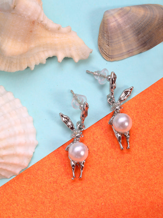 Silver Plated Rabbit Dangle Earrings For Women