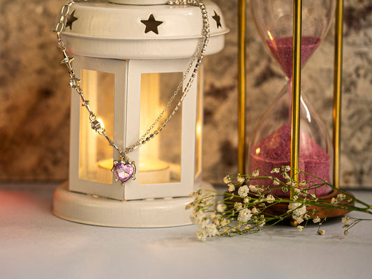 Silver Plated American Diamond Studded Necklace For Women