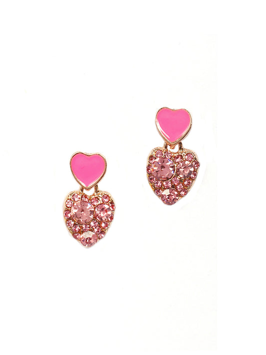 Gold Plated Pink Heart Love Earrings For Women