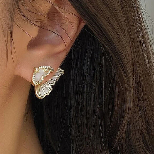 Gold Plated Stones Studded Butterfly Shaped Studs For Women