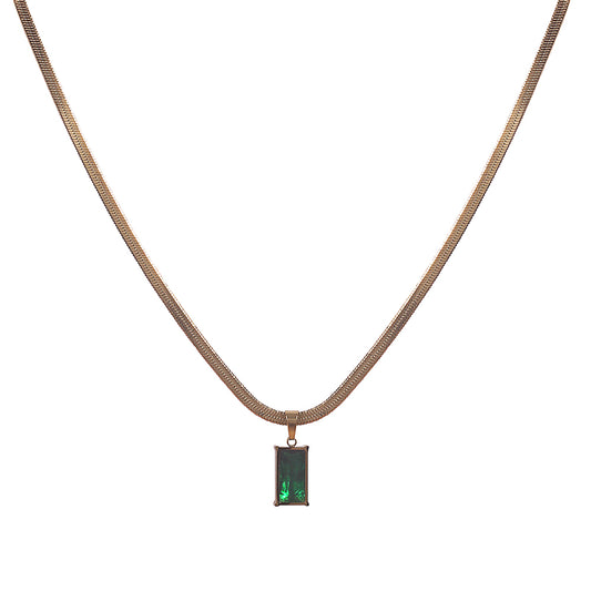 Gold Plated Stone Studded Pendant & Chain For Women